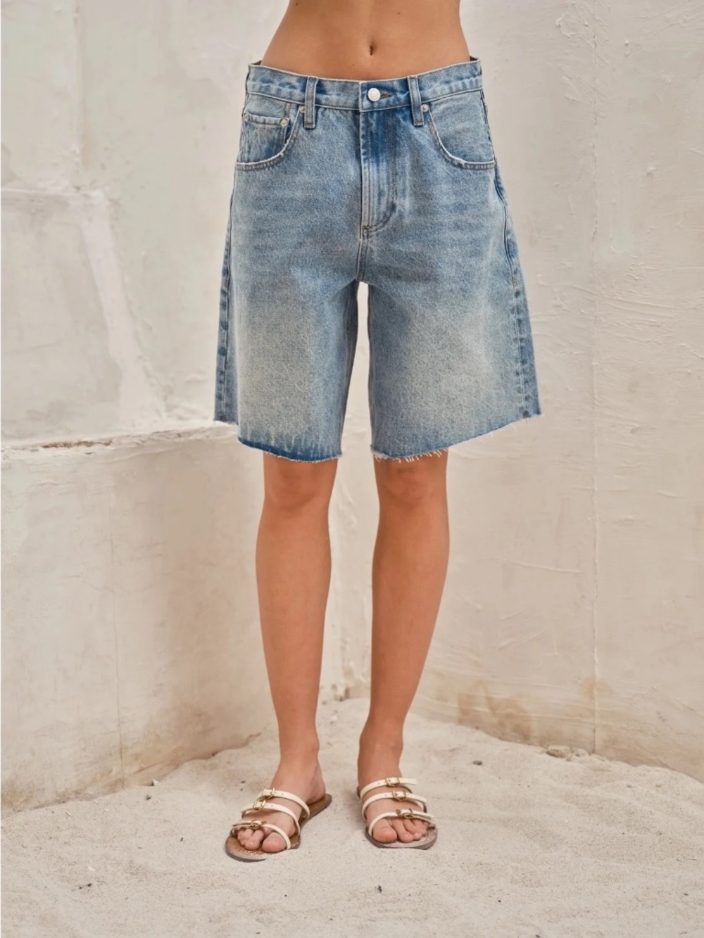 Wide Leg Denim Shorts